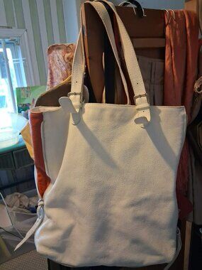 Maurizio Taiuti Hand Bag White And Red Leather Tote Made in Italy
